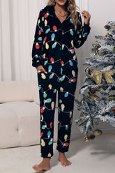 Combinaison à capuche zippée en flanelle de Noël
